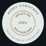 Adesivo Logotipo simples da Merry Christmas Company Blue<br><div class="desc">Logotipo Simples Da Companhia De Feliz Natal Azul Em Pó. Simples estilo com suas saudações para seus presentes e favores festivos. Todo o texto pode ser facilmente personalizado e simplesmente substituir a imagem de modelo de amostra no centro pelo seu logotipo. Você pode clicar em personalizar ainda mais para alterar...</div>