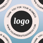 Adesivo Logotipo simples Empresa Obrigado Cor-de-Rosa Esbr<br><div class="desc">Adicione seu próprio logotipo e escolha de texto a este design. Remova o texto superior ou inferior, se preferir. Profissional e minimalista para melhor promover sua marca. Muito espaço para endereços de sites longos ou curtos. Altere o plano de fundo e a cor do texto para refletir a sua marca....</div>