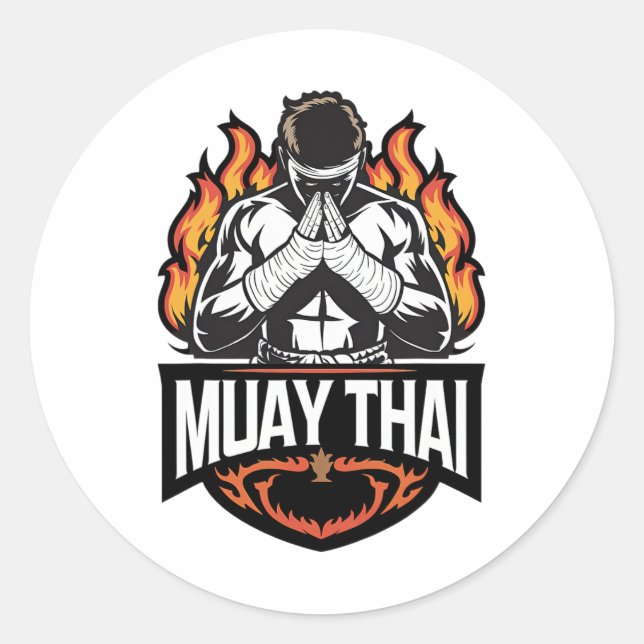 Adesivo Logotipo tailandês Muay - Luta de boxe tailandesa (Frente)