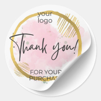 Adesivo logotipo Thank You Rosa e Dourado