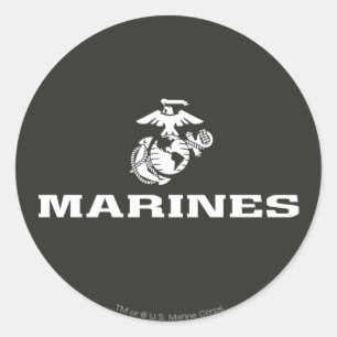 Adesivo Logotipo USMC empilhado - Branco