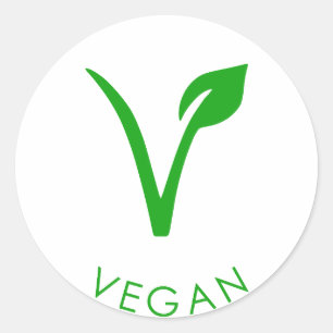 Adesivo Logotipo Vegan Rótulo Verde Vegan Símbolo Vega