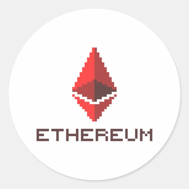 Adesivo Logotipo vermelho Ethum ETH de 8 bits | Vinheta (Frente)