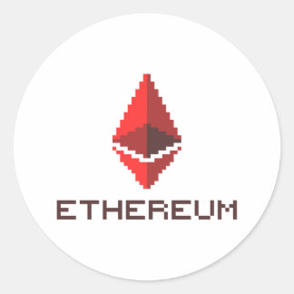 Adesivo Logotipo vermelho Ethum ETH de 8 bits | Vinheta
