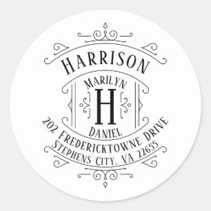 Adesivo Logotipo Vintage Art Deco Swirls Endereço de retor