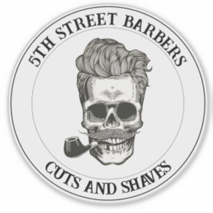 Adesivo Logotipo Vintage Barber Skull Personalizável