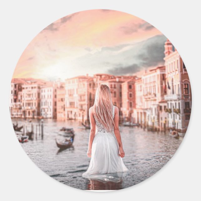 Adesivo Loira Em Veneza Romântica (Frente)