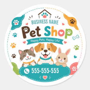 Adesivo Loja de Animais Divertida Nome Comercial Personali
