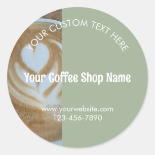 Adesivo Loja de Café Personalizada Moderna em Verde Salvia