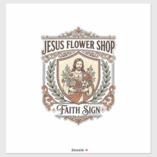 Adesivo Loja de Flores Jesus Sinal de Fé Loja de Flores Je