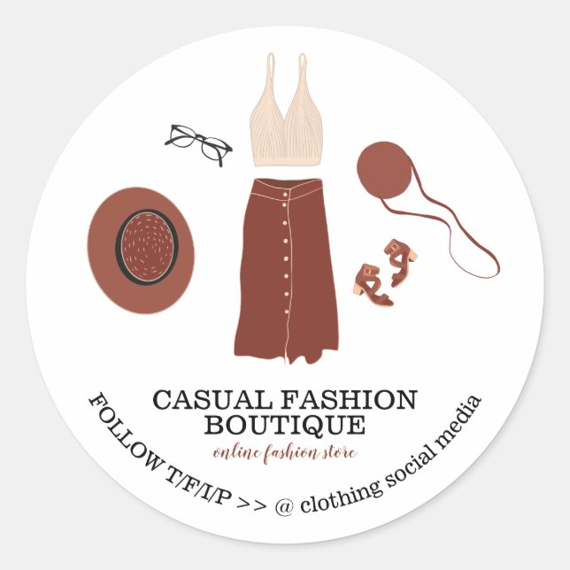 Adesivo Loja de Moda Boho Hipster Roupas (Frente)