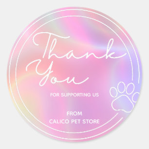 Adesivo Loja de Pet de Paw Personalizada Holográfica
