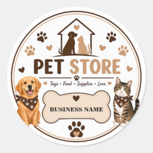 Adesivo Loja de Pet Moderno Nome Comercial Personalizável 