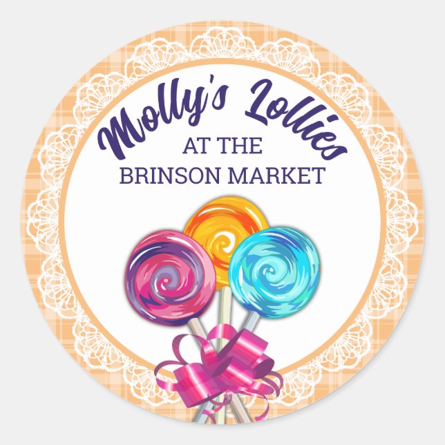 Adesivo lollipops doce fazedor de doces cozinhando etiquet (Frente)