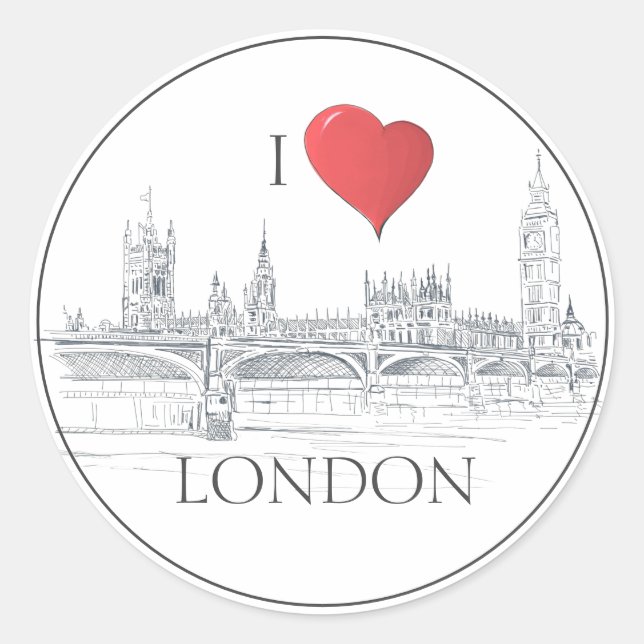 Adesivo London Bridge Big Ben | I Heart London Sketch (Frente)