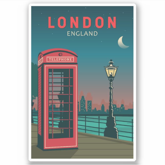 Adesivo London England Retro Viagem Art Vintage (Frente)