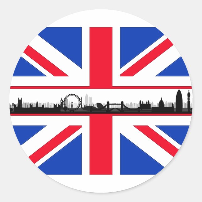 Adesivo London Eye Skyline Union Jack Flag Sticker (Frente)