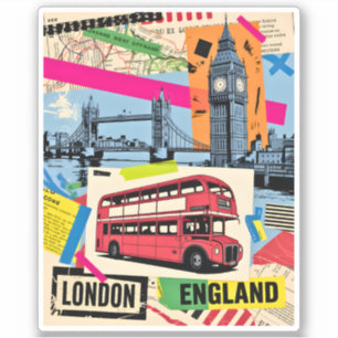 Adesivo Londres Inglaterra Arte Pop Retro Ônibus Viagem Vi