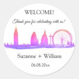 Adesivo Londres Inglaterra: Skyline Pink Favorece Casament