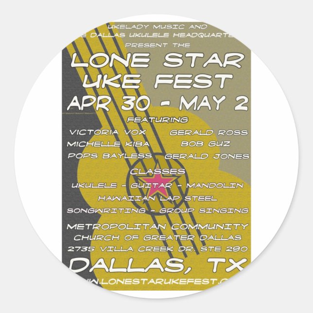 Adesivo Lone Star Uke Fest Poster Art (Frente)