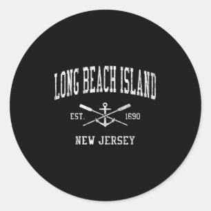 Adesivo Long Beach Island Nj Vintage Crossed Oars &amp; Bo