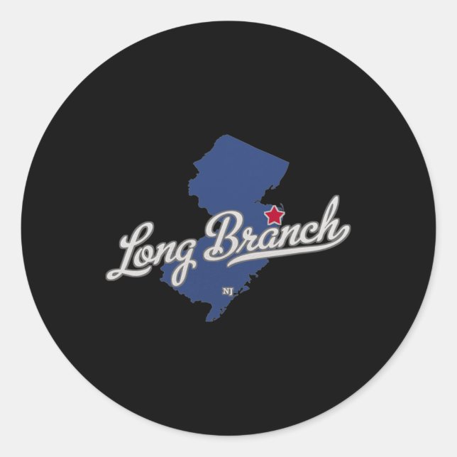 Adesivo Long Branch Nova Jersey Nj Mapa  (Frente)