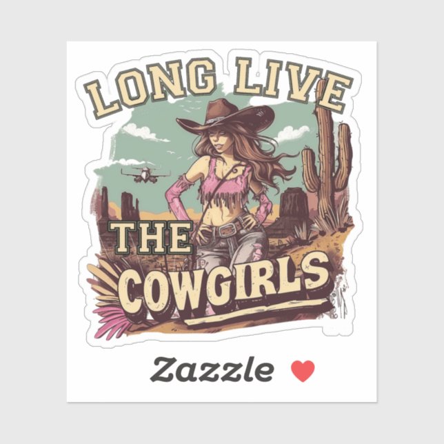 Adesivo Long live the cowgirl (Folha)