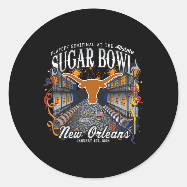 Adesivo Longhorns Sugar Bowl 2024 Cfp Semi Futebol Nola (Frente)