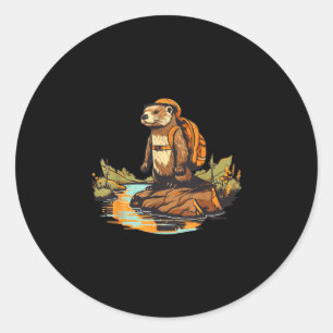Adesivo Lontra de rio de caminhada mochila animal ao ar li