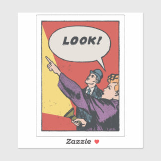 Adesivo LOOK! The Thing in the Sky • Golden Era Comic Art