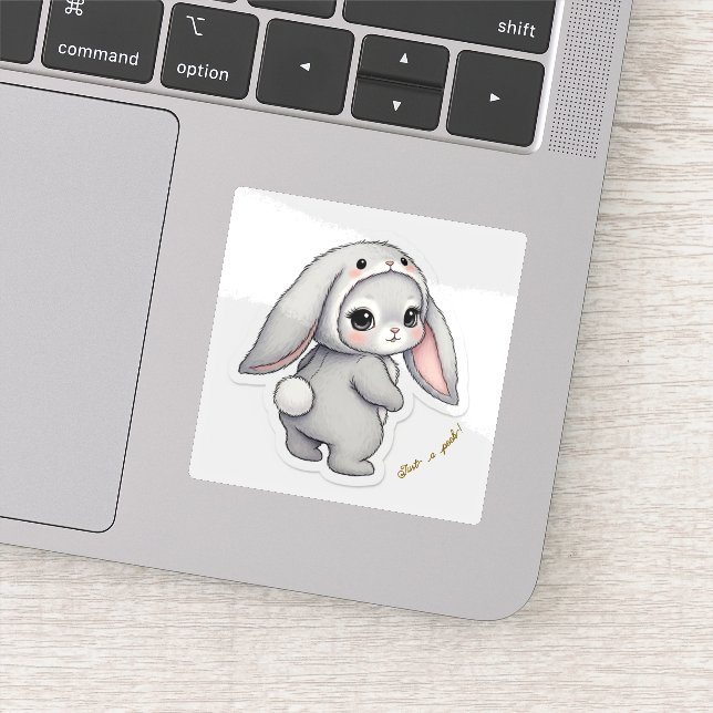 Adesivo Looking Back Bunny - Adorable Fluffy Rabbit Kawaii (Detalhe)