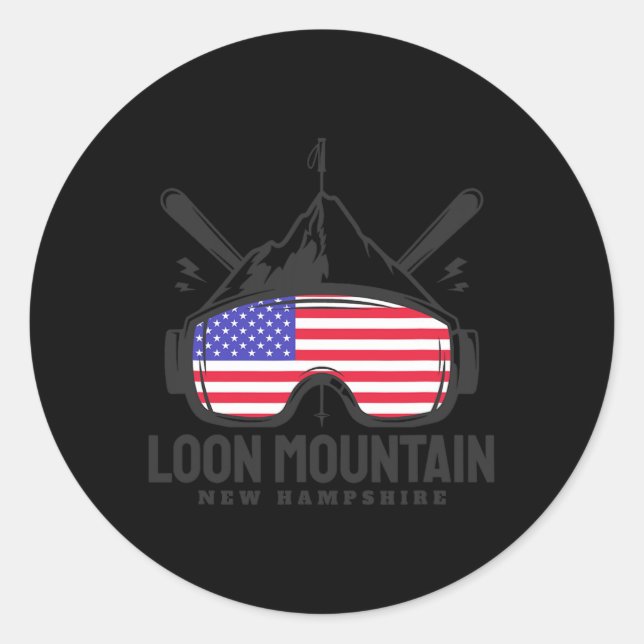 Adesivo Loon Mountain New Hampshire Usa Ski Retro Skiing  (Frente)
