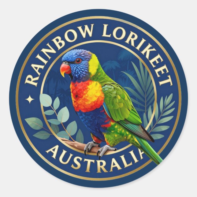 Adesivo 🦜 Loriqueet Arco-íris Austrália Ave Tropical (Frente)