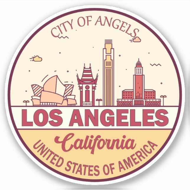Adesivo Los Angeles California City Skyline Emblem (Frente)
