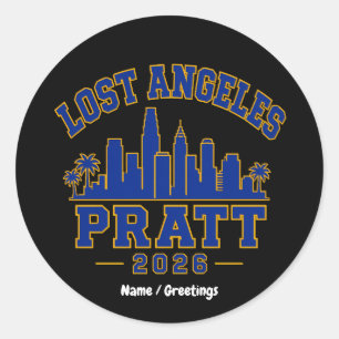 Adesivo Lost Angeles Pratt 2026 Silhueta Varsity Retro Azu