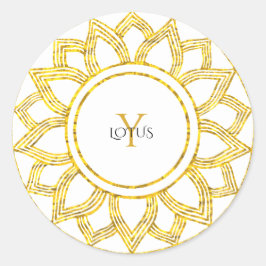 Adesivo Lotus Floral Elegante Dourado Mandala Monograma