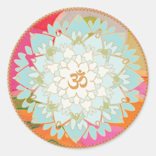 Adesivo Lotus Flower e Om - Símbolo Mandala