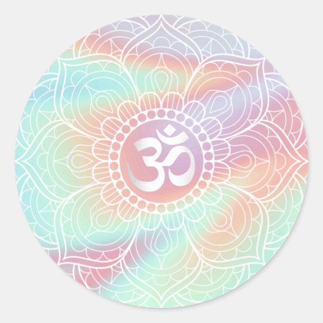 Adesivo Lotus Mandala Namaste Yoga Holographic Pastel (Frente)