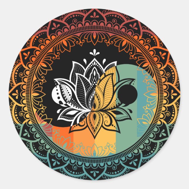 Adesivo Lotus Mandala Yin Yang Geometry Espiritual Sagrado (Frente)