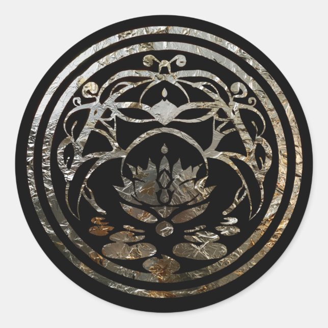 Adesivo Lotus Quietude | Design Mandala Prata (Frente)