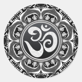 Adesivo Lotus Tribal Black+White Om Spiritual Art Sticker