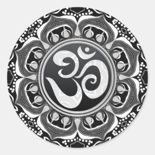 Adesivo Lotus Tribal Black+White Om Spiritual Art Sticker