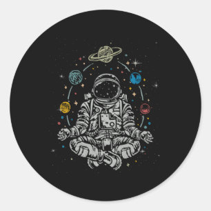 Adesivo Lótus Vintage Astronauta Meditando Planeta Zen Yog