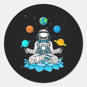 Adesivo Lótus Vintage Meditação Astronauta Zen Yoga Planet
