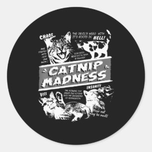 Adesivo Loucura de Erva-Cidreira Gatinho Fofo Gato Engraça