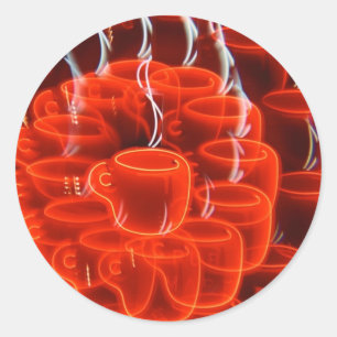 Adesivo loucura de néon do copo de café