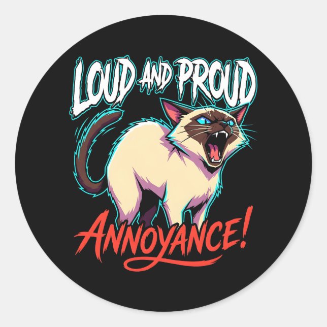 Adesivo Loud Siamese Cat Sarcastic Annoyance Funny (Frente)