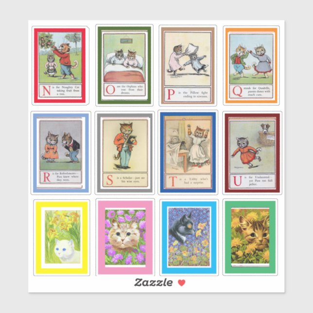 Adesivo Louis Wain Alphabet Cats (N-U) (Folha)