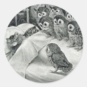 Adesivo Louis Wain Cat Nightmare Owl Bird