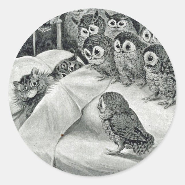 Adesivo Louis Wain Cat Nightmare Owl Bird (Frente)